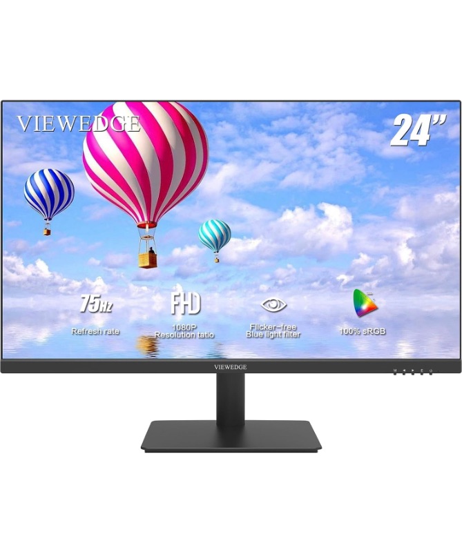 Photo 1 of Viewedge 24 Inch Monitor - Computer Monitor Featured with 1080p 75 Hz - Ultra Thin Bezel Designed - Eye Protection (Blue Light Filter & Flicker Free) HDMI Office & Game Monitor