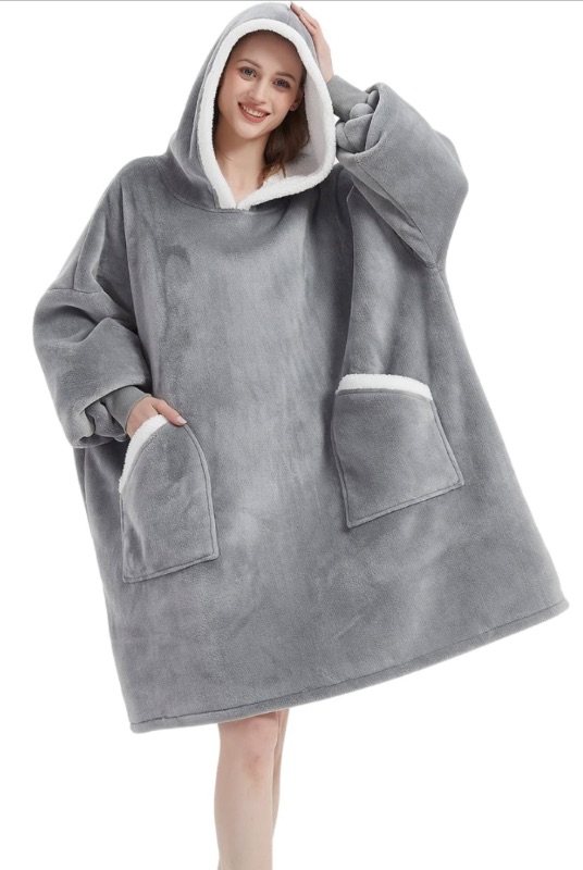 Photo 1 of 4.8 4.8 out of 5 stars 1,754 Reviews
Qeils Oversized Wearable Blanket Hoodie | Hooded Blanket Sweatshirt, Cozy Warm Fleece Sherpa Blanket,Gifts for Adults Mom Wife Girlfriend Men (Grey, Adult)