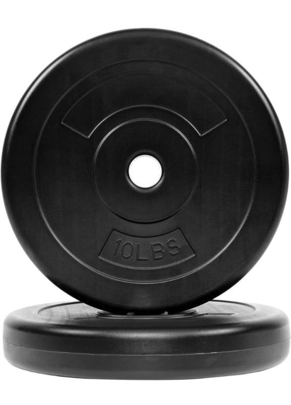 Photo 1 of BalanceFrom Vinyl Standard 1-Inch Plate Weight Plate for Strength Training, Weightlifting and Crossfit, Pair or Set with Barbell