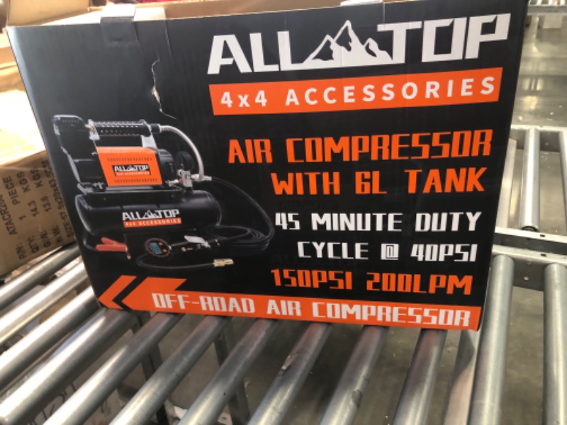 Photo 1 of ALL-TOP Air Compressor with 6L Tank Kit,12V Portable Inflator & Oil-Free Steel Tank 6-Liter, Offroad Air Compressor for Truck Tires, Heavy Duty Air Compressor Max 150PSI for SUV 4x4 Vehicle RV Tire 200 L/Min, With 6 L Tank