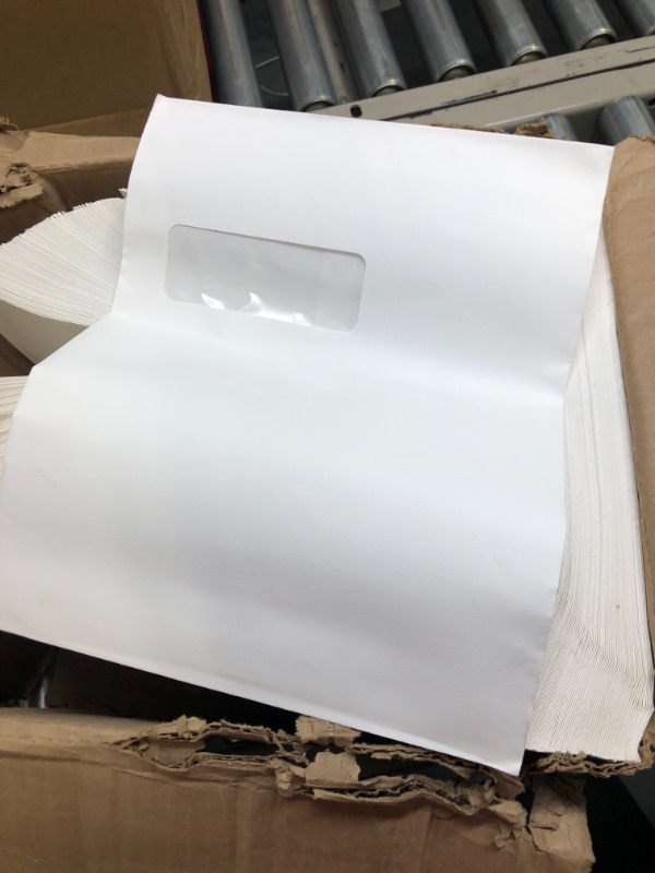 Photo 4 of LUXPaper 9 x 12 Open End Window Envelopes | Peel & off Press | White Linen | 80lb. Text | 500 Qty