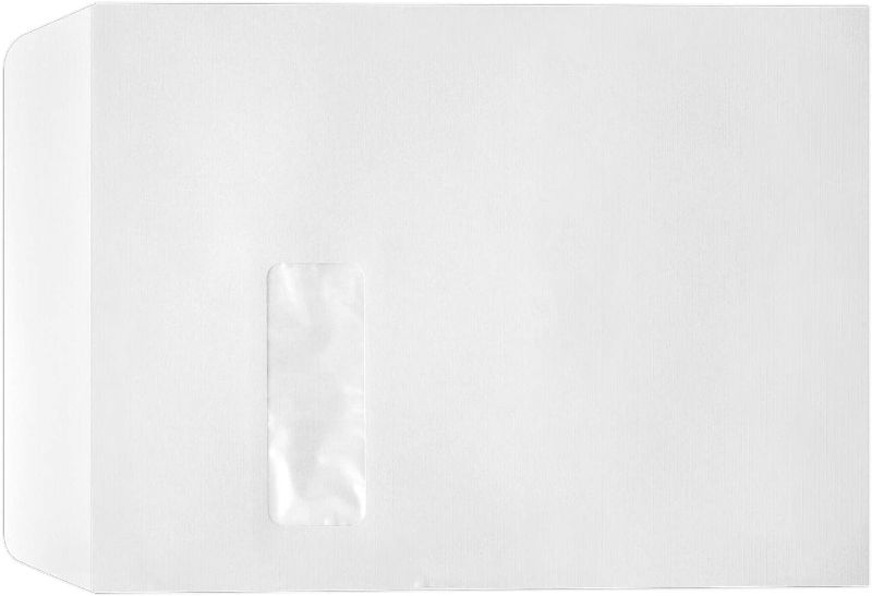 Photo 1 of LUXPaper 9 x 12 Open End Window Envelopes | Peel & off Press | White Linen | 80lb. Text | 500 Qty