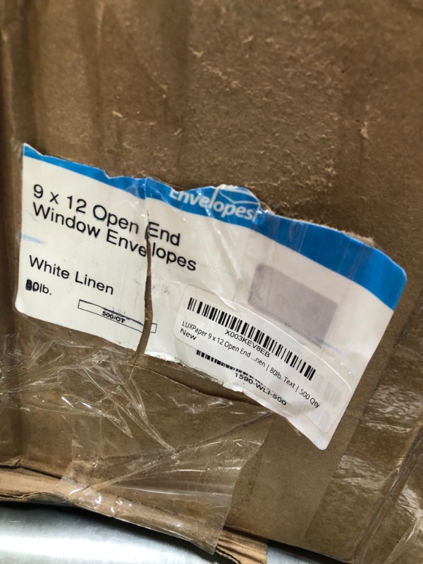 Photo 1 of LUXPaper 9 x 12 Open End Window Envelopes | Peel & off Press | White Linen | 80lb. Text | 500 Qty