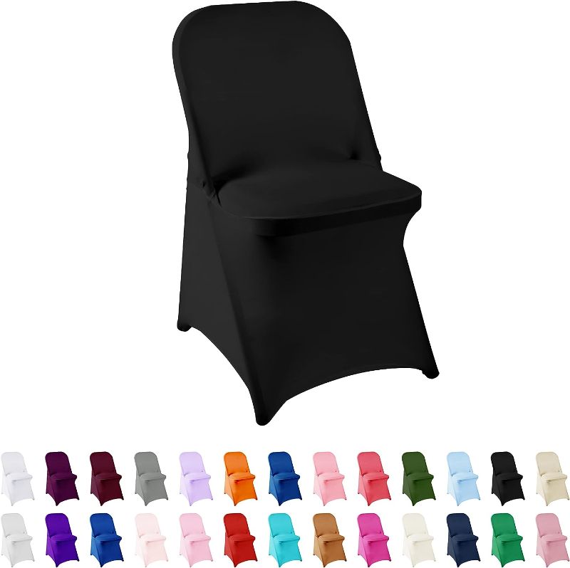 Photo 1 of AlGaiety Spandex Chair Cover,12PCS ,Chair Covers,Living Room Folding Chair Covers,Removable Chair Cover Washable Protector Stretch Chair Cover for Party, Banquet,Wedding Event,Hotel(Black)