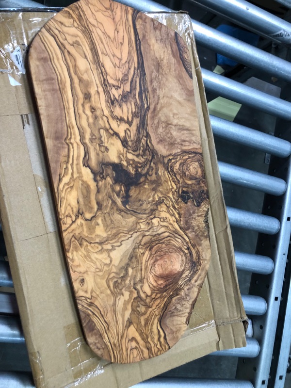 Photo 1 of 22" ORCHARD HARDWOODS Rustic Handmade Bark Edge Olive Wood Charcuterie Board- For Cutting, Chopping, Serving Cheese, Meat, Fruit. - In Sm 12, Med 16, Lg 20, XL+ 24 (XL- 22 x 7-10 x 0.8 inch)