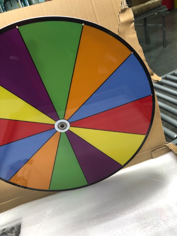 Photo 3 of 24" Prize Wheel - Dual Use Tabletop or Height Adjustable Floor Stand Heavy Duty Spinner Wheel of Fortune with 12 Slots & Dry Erase Markers & Eraser for Carnival, Trade Show, Fortune Spinning Game