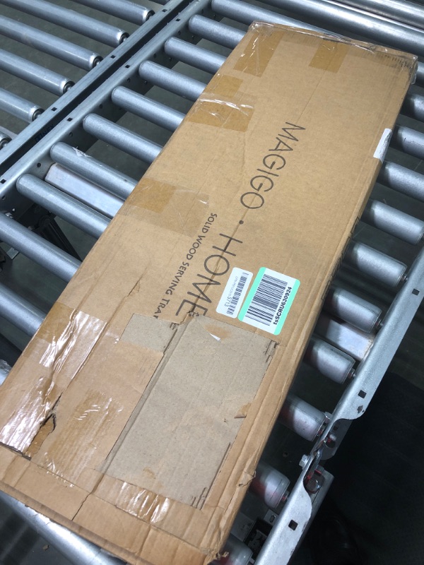 Photo 1 of MAGIGO 28 x 10 Inches Extra Long Rectangle Large Walnut Wood Ottoman Plank Tray with Pure Copper Handles, Serve Tea, Coffee or Breakfast in Bed, Classic Wooden Decorative Serving Tray ** MISSING HANDLES**