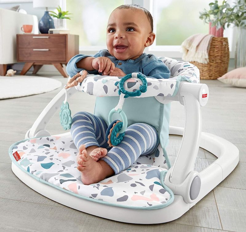 Photo 1 of Fisher-Price Portable Baby Chair Sit-Me-Up Floor Seat With Developmental Toys & Machine Washable Seat Pad, Pacific Pebble
