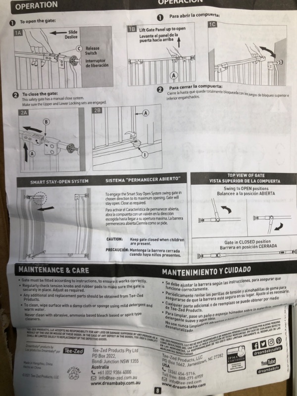 Photo 3 of Dreambaby Liberty Walk Thru Auto Close Baby Safety Gate with Stay Open Feature, Fits 29.5-36.5 inch Openings, Pressure Mounted Security Gates - Model L776