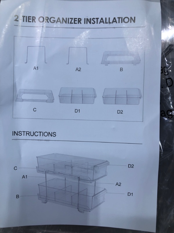 Photo 2 of 2 SET, 2 Tier Clear Organizer with Dividers, Multi-Purpose Slide-Out Storage Container, Bathroom Vanity Counter Organizing Tray, Under Sink Closet Organization, Kitchen Pantry Medicine Cabniet Bins