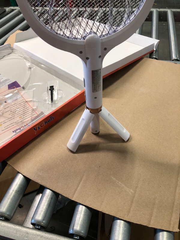 Photo 1 of YsChois Electric Fly Swatter Racket, Rechargeable Fly Zapper - 4000 Volt, Exclusive 2-in-1 Bug Zapper Racket - USB Charging, 1800mAh Li-Battery, Indoor & Outdoor Use, White