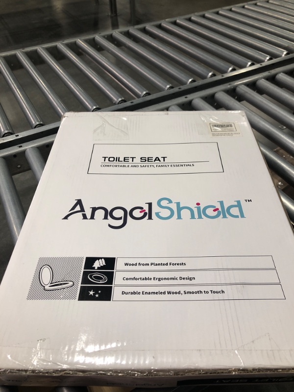 Photo 2 of Elongated Toilet Seat Molded Wood Toilet Seat with Quietly Close and Quick Release Hinges, Easy to Install also Easy to Clean by Angol Shiold (Elongated, Grey) Soft Close Gray