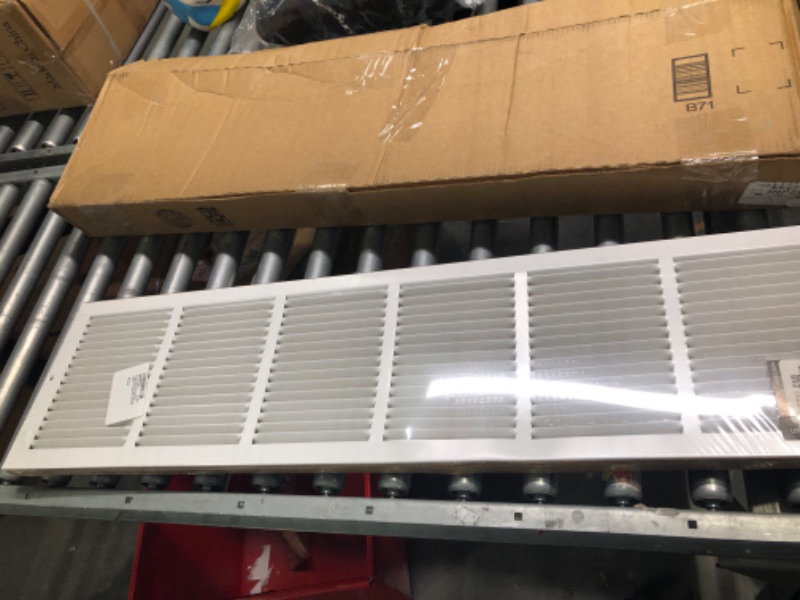 Photo 3 of 36 inchw x 8 inchh Steel Return Air Grilles - Sidewall and Ceiling - HVAC Duct Cover - White [Outer Dimensions: 37.75 inchw x 9.75 inchh]