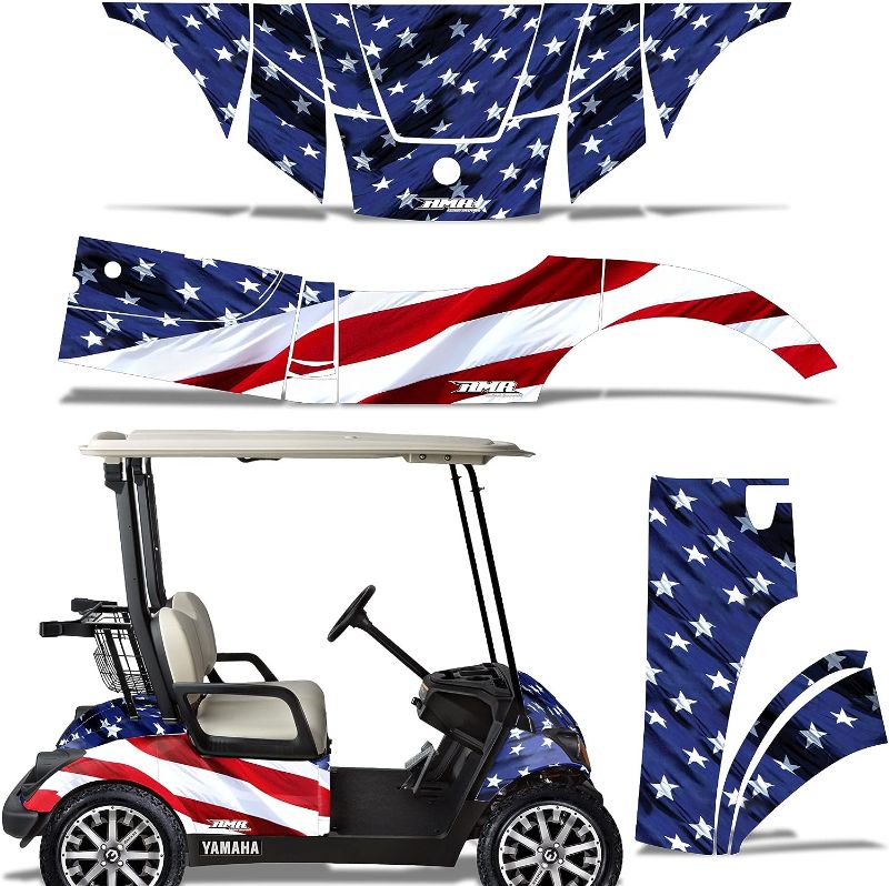 Photo 1 of AMR Racing Golf Cart Graphics kit Sticker Decal Compatible with Yamaha Drive2 2006-2020 - Stars and Stripes