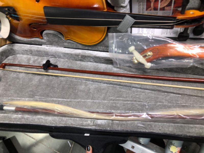 Photo 5 of **Missing Tuner, Strings, Bridge, Book** Eastar 4/4 Violin Set Full Size Fiddle Solidwood for Adults with Hard Case, Shoulder Rest, Rosin, Two Bows, EVA-330 4/4 Two Bows
