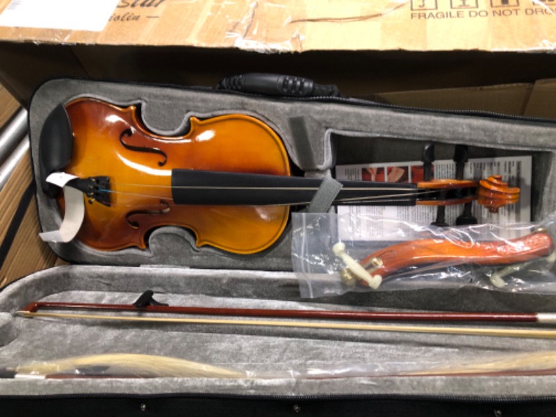Photo 4 of **Missing Tuner, Strings, Bridge, Book** Eastar 4/4 Violin Set Full Size Fiddle Solidwood for Adults with Hard Case, Shoulder Rest, Rosin, Two Bows, EVA-330 4/4 Two Bows
