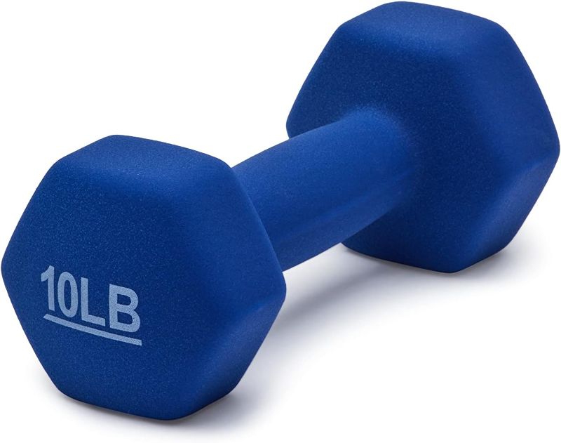 Photo 4 of Amazon Basics Neoprene Coated Dumbbell Hand Weight Set, 10-Pound, Set of 2, Navy Blue