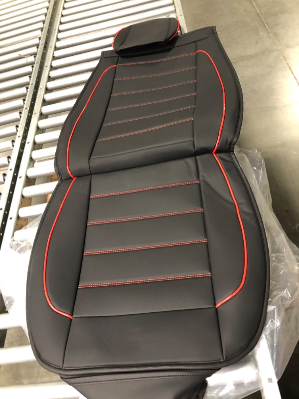 Photo 1 of CAPITAUTO Leather Car Seat Covers, Waterproof Faux Leatherette Cushion Cover for Cars SUV Pick-up Truck Universal Fit Set for Auto Interior Accessories(Black&Red Full Set) Red&Black Full