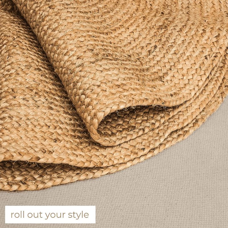 Photo 1 of  Natural Jute Runner Rug Oval Reversible Braided Woven Area Rug  3" x 4 Feet