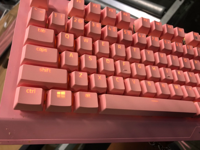 Photo 5 of Razer BlackWidow V3 Mechanical Gaming Keyboard: Green Mechanical Switches - Tactile & Clicky - Chroma RGB Lighting - Compact Form Factor - Programmable Macro Functionality - Quartz Quartz Pink BlackWidow V3 Green Switches - Tactile & Clicky