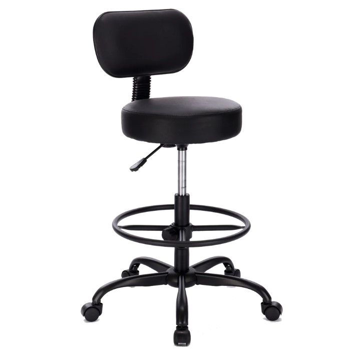 Photo 1 of SUPERJARE Drafting Chair with Back All Black, 7202DD
