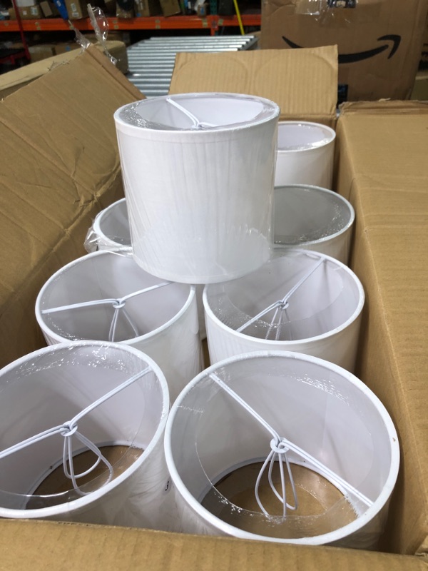 Photo 3 of 10 Pieces Lamp Chandelier Shades Small Lampshade Clip on Drum Fabric Lamp Shades for Table Lamp Floor Lamp 5.5 x 5.5 x 5 Inch (White)