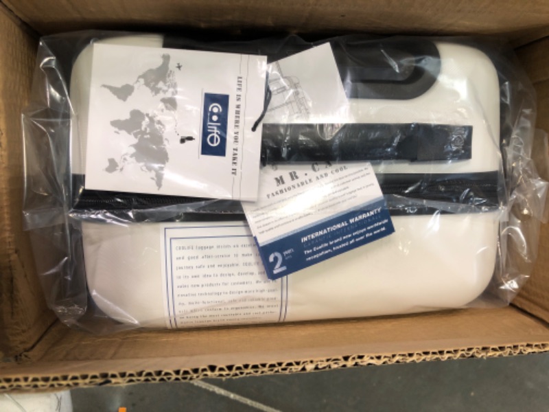Photo 1 of Coolife Luggage Expandable(only 28") Suitcase PC+ABS Spinner Built-In TSA lock 20in 24in 28in Carry on white S(20in_carry on)