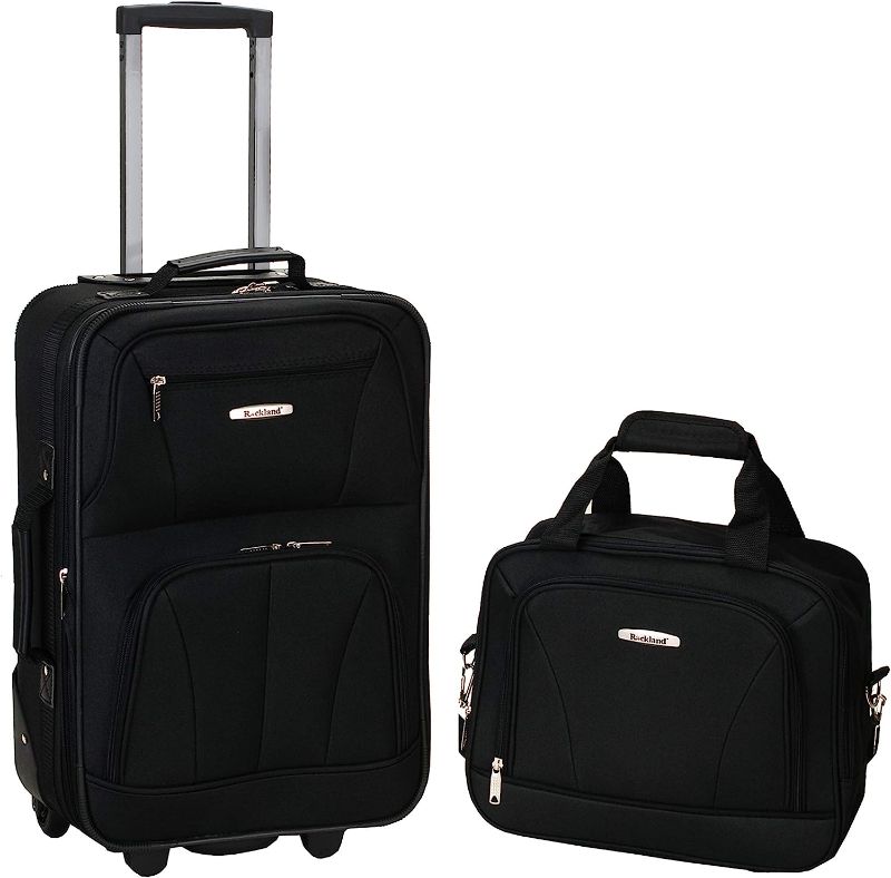 Photo 1 of Rockland Fashion Softside Upright Luggage Set, Expandable, Black, 2-Piece