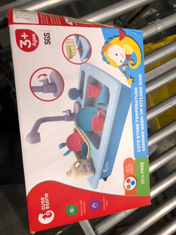 Photo 1 of CUTE STONE Kitchen Sink Toys Blue and Tea Party Playset, Great Gift for Boys Girls
