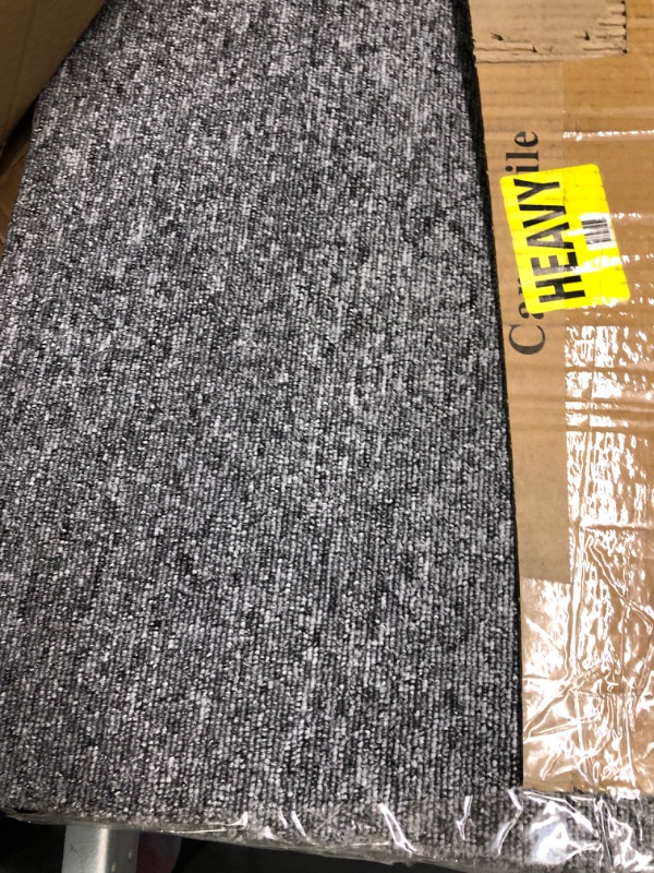 Photo 3 of 20"x20" Carpet Tile 20 Tiles/54 sq Ft Indoor Outdoor Carpet Squares with Adhesive Stickers 0.2" Pile Height Commercial Carpet Tiles with Non-Slip PVC Backed - Easy DIY Installation,Grey Polyester PVC Back- Light Grey