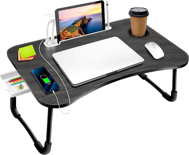 Photo 1 of 
Laptop Bed Desk,Portable Foldable Laptop Lap Desk Tray Table with USB Charge Port/Cup Holder/Storage Drawer,for Bed/Couch/Sofa Working, Reading