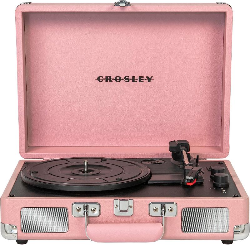 Photo 1 of Crosley CR8005E-BH Cruiser Deluxe Vintage 3-Speed Bluetooth Suitcase Vinyl Record Player Turntable, Blush