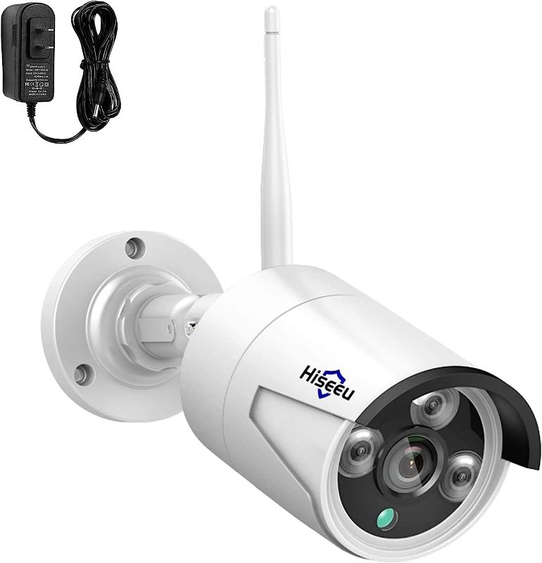 Photo 1 of ** MINOR DAMAGE TO ONE CAMERA** Hiseeu Camera Add on 3MP Outdoor Wireless Security Camera, Waterproof Outdoor Indoor 3.6mm Lens IR Cut Day & Night Vision with Power Adapter, Compatible 8CH Wireless Security Camera System