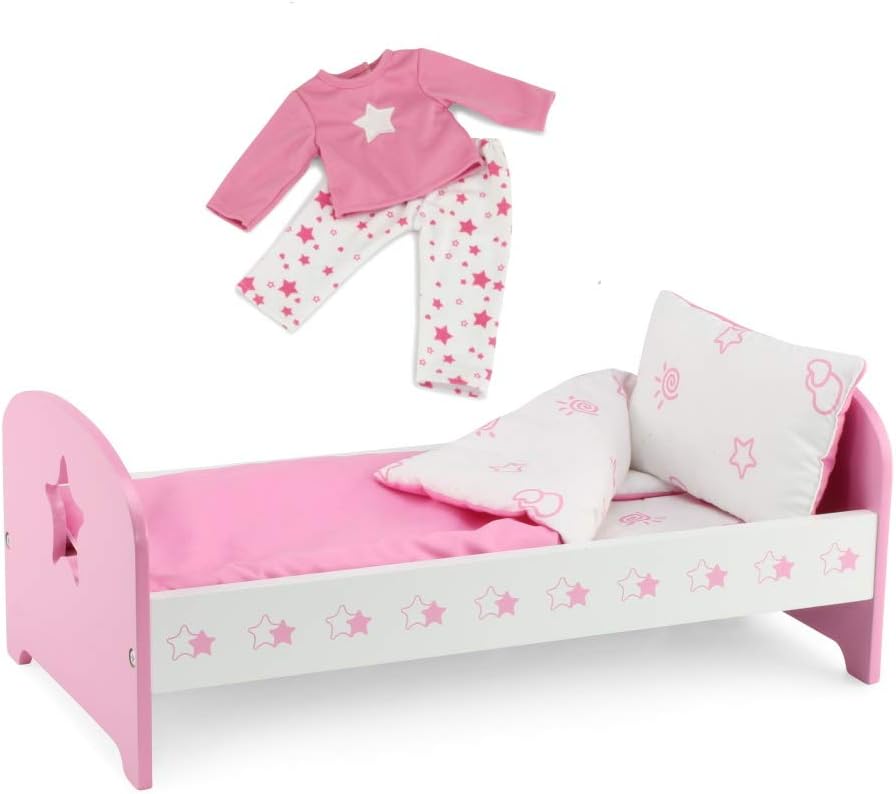 Photo 1 of Emily Rose Pink and White 14-inch Doll Bed Gift Set - Includes Bedding and Matching 14" Doll PJs Pajamas! | Compatible with Glitter Girls Dolls