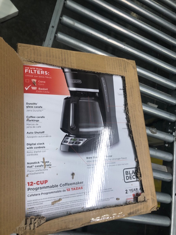 Photo 3 of ****NO CARAFFE**** BLACK+DECKER 12-Cup Coffee Maker with Easy On/Off Switch, Easy Pour, Black