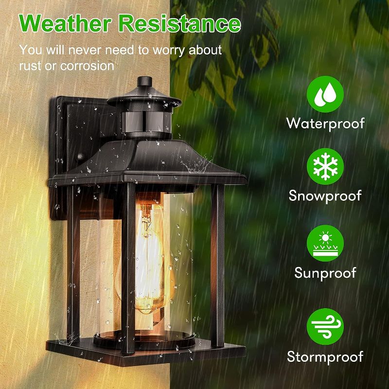 Photo 1 of Motion Sensor Outdoor Wall Lantern, Upgrade Dusk to Dawn Wall Sconce, Waterproof Porch Light Fixture Wall Mount with Seeded Glass for Entryway Doorway Garage