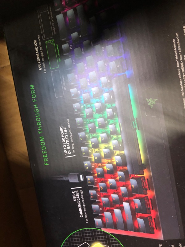 Photo 3 of Razer BlackWidow V3 Mini HyperSpeed 65% Wireless Mechanical Gaming Keyboard: HyperSpeed Wireless Technology -Yellow Mechanical Switches- Linear & Silent - Phantom Pudding Keycaps - 200Hrs Battery Life BlackWidow V3 Mini - Phantom Edition Yellow Switches -