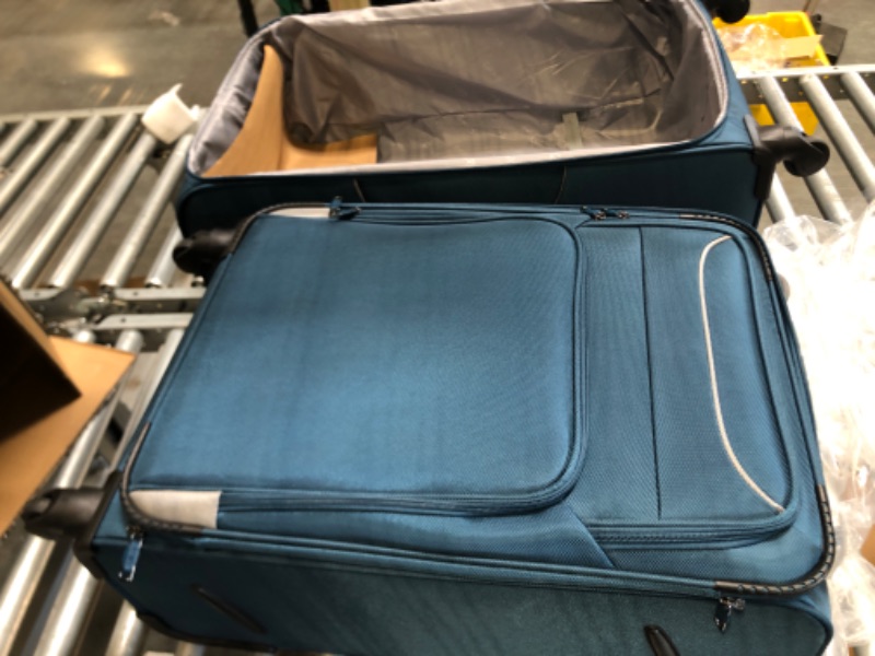 Photo 1 of Coolife Luggage 4 Piece Set Suitcase Spinner TSA Lock Softshell lightweight (blue+sliver)