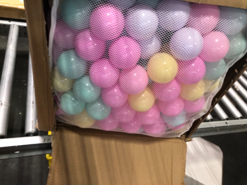 Photo 3 of Amazon Basics BPA Free Crush-Proof Plastic Ball Pit Balls with Storage Bag, Toddlers Kids 12+ Months, 6 Pastel Colors - Pack of 400 6 Pastel Colors 400 Balls