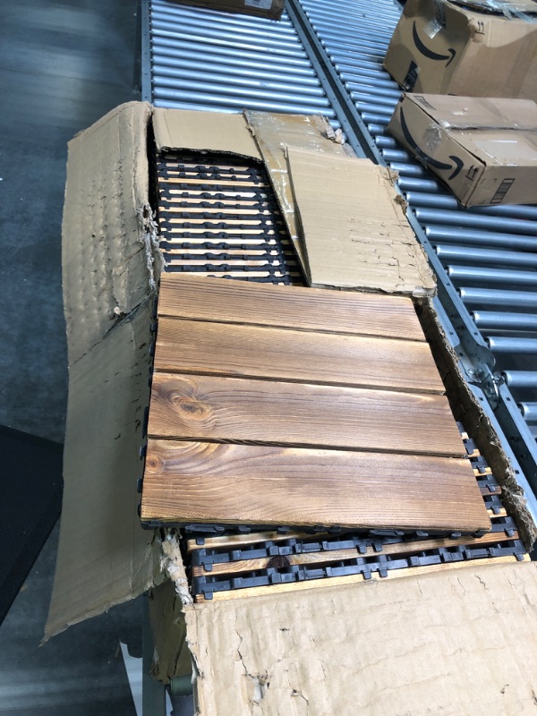Photo 1 of A9 FURNI Flooring Interlocking Deck Tiles Pack of 9, 12''x12'' - Acacia Wood Patio Flooring Outdoor Waterproof - Pool Deck Outdoor Shower Apartment Balcony Decor Wooden Garden Pathway Flooring Tiles 35 pieces