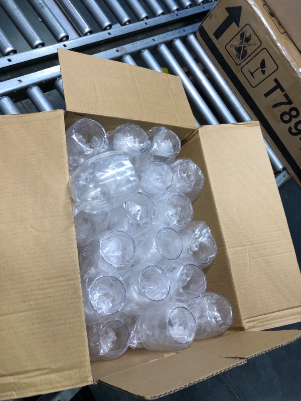 Photo 1 of 36 piece Stemless Unbreakable Crystal Clear Plastic Wine Glasses Set of 36 (12 Ounces)
