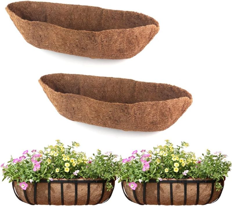 Photo 1 of 
2 Pack Trough Coco Liner Fiber Replacement for Planters, 24/30/36/48 inch Half Moon Coconut Coir Planter for Window Box/Hanging Trough Planter, Garden...