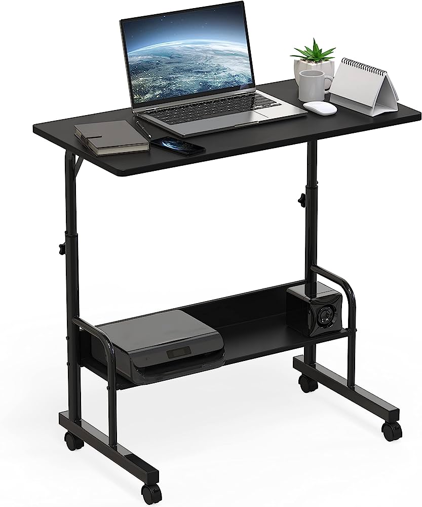 Photo 1 of  Adjustable Standing Mobile Desk, Black