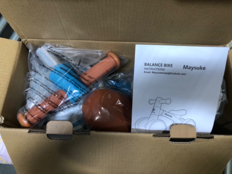 Photo 1 of Maysuke Baby Balance Bike Toys for 1 Year Old Boys and Girls Gifts, Toddler Bike 10-24 Month First Birthday Gift with 4 Wheels, No Pedal (Blue)