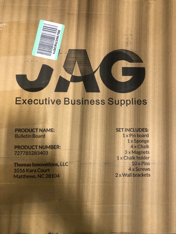 Photo 4 of JAG - Executive Business Solutions. Bulletin Board - Large Cork Board 24" X 16" - Premium Pinboard - Chalkboard with Chalks,Chalkholder & 10 Pins