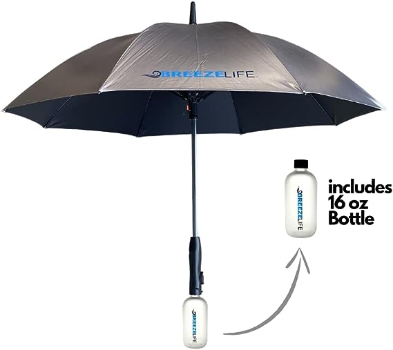 Photo 1 of Breeze Life Sun Umbrella with Fan and Mister, Rechargeable UPF 50+ Sunblock Misting UV Umbrella. Perfect UV Sun Protectin for Sports, Golf, Festivals and More. Mister Breeze Gen2
