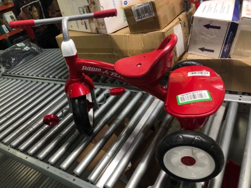 Photo 2 of Radio Flyer Deluxe Steer & Stroll Ride-On Trike, Tricycle For Toddlers Age 2-5, Toddler Bike Red