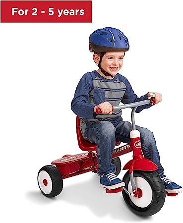 Photo 1 of Radio Flyer Deluxe Steer & Stroll Ride-On Trike, Tricycle For Toddlers Age 2-5, Toddler Bike Red