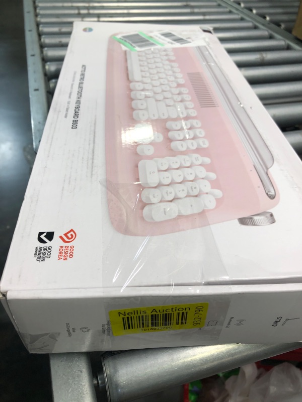 Photo 1 of YUNZII ACTTO B503 Wireless Typewriter Keyboard, Retro Bluetooth Keyboard with Integrated Stand for Multi-Device (B503, Baby Pink) B503 Baby Pink