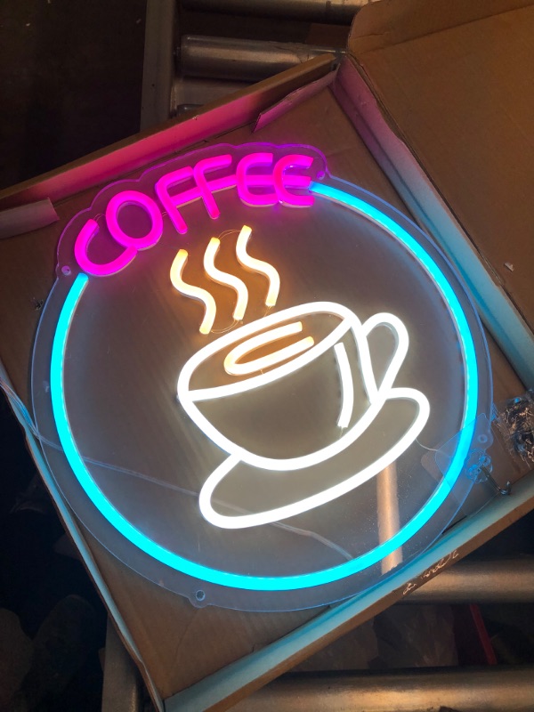 Photo 1 of Neon Signs, Coffee Bar Neon Signs, Neon Wall Decorations, LED Signs Coffee Bar Decoration Luminous Signs Beer Bar Club Window Glass Party Coffee Corner Decoration Night Light (36×34CM)